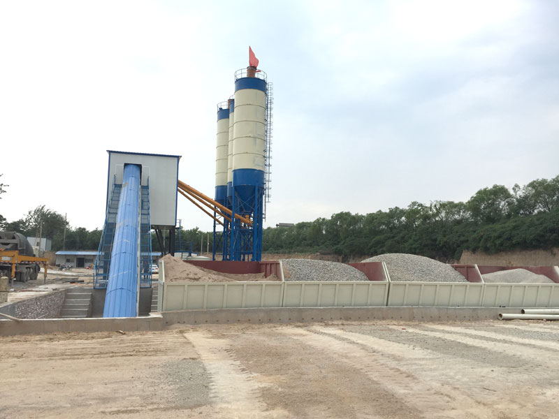 HZS120 series belt conveyor type concrete batching plant